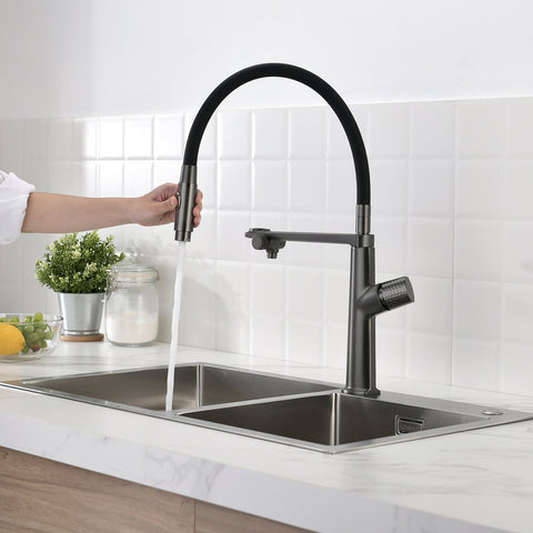 Copper Kitchen Single-Hole Rotatable Faucet with Water Filter-KF2208