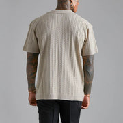 Men Summer Breathable Knitted Button Short-Sleeved Shirt