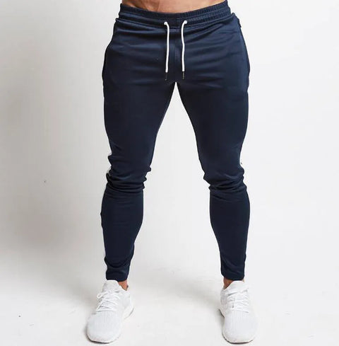 Men Fashion Casual Athleisure Stripe Solid Color Drawstring Waist Jogger Pants