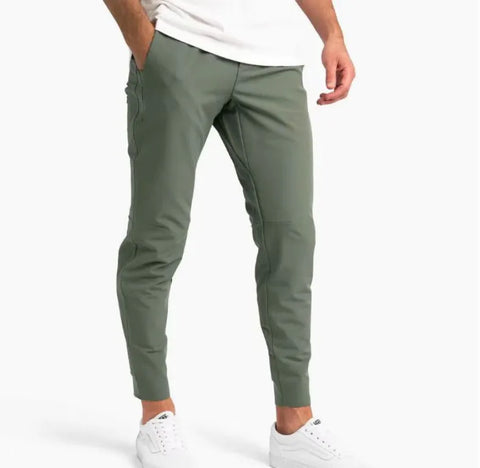 Men Fashion Casual Sports Solid Color Ice Silk Jogger Pants