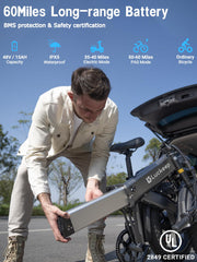 Folding Electric Bike for Adults 1200W Peak Motor,30/28MPH 60 Miles, Fat Tire Foldable Ebike Commute with NFC/Anti-Theft/Hydraulic Brakes,UL Certified Electric Bicycle