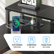 Coolbrook Gaming Desk with LED Lights, L-Shaped Desk with Power Outlets, Computer Desk with Storage, Writing Desk with Monitor Stand, Home Office Desk, L Desk