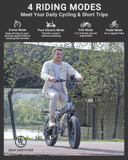Folding Electric Bike for Adults 1200W Peak Motor,30/28MPH 60 Miles, Fat Tire Foldable Ebike Commute with NFC/Anti-Theft/Hydraulic Brakes,UL Certified Electric Bicycle