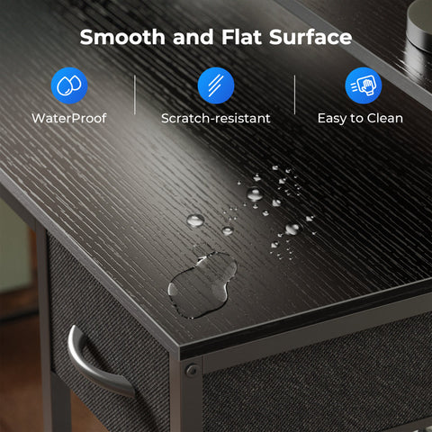 Coolbrook Gaming Desk with LED Lights, L-Shaped Desk with Power Outlets, Computer Desk with Storage, Writing Desk with Monitor Stand, Home Office Desk, L Desk