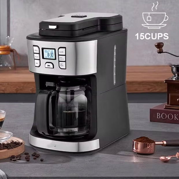 950W Automatic Drip Coffee Maker with Steam