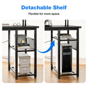Latarya 59''W L-Shaped Desk with Steel Storage Shelves,Reversible Computer Desk with Built-in Outlets and LED Strip Lights