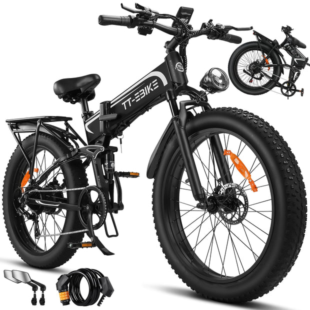 Mountain E Bike, Full Suspension Folding Ebike,