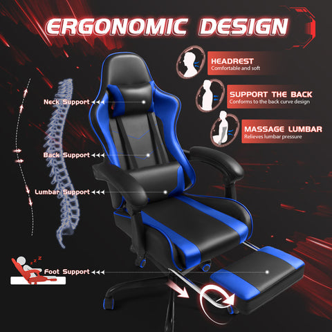 Freeport Park® Adjustable Reclining Ergonomic Faux Leather Swiveling PC & Racing Game Chair with Footrest