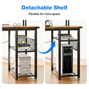 Latarya 59''W L-Shaped Desk with Steel Storage Shelves,Reversible Computer Desk with Built-in Outlets and LED Strip Lights