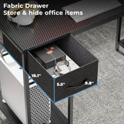 Coolbrook Gaming Desk with LED Lights, L-Shaped Desk with Power Outlets, Computer Desk with Storage, Writing Desk with Monitor Stand, Home Office Desk, L Desk