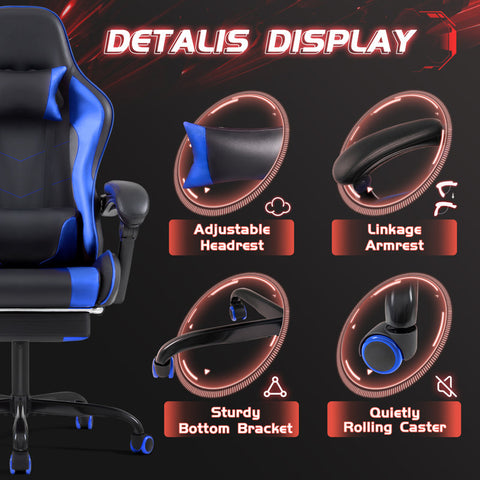 Freeport Park® Adjustable Reclining Ergonomic Faux Leather Swiveling PC & Racing Game Chair with Footrest