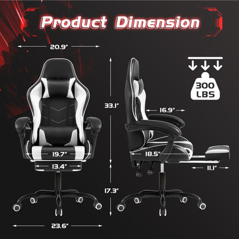 Freeport Park® Adjustable Reclining Ergonomic Faux Leather Swiveling PC & Racing Game Chair with Footrest