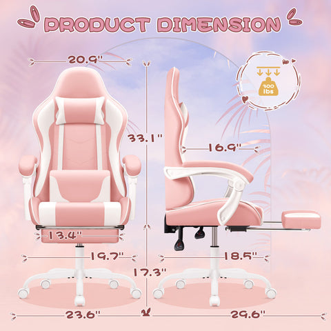 Freeport Park® Adjustable Reclining Ergonomic Faux Leather Swiveling PC & Racing Game Chair with Footrest
