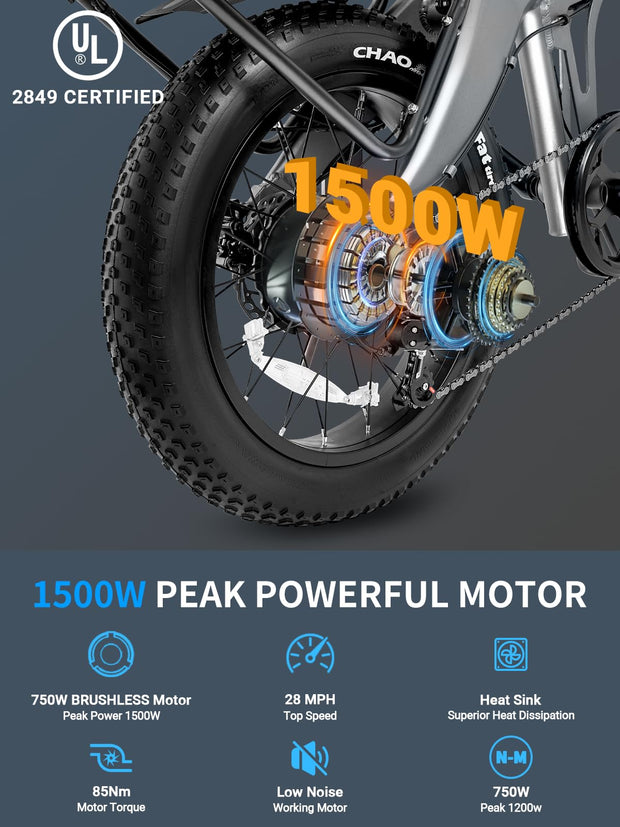 Folding Electric Bike for Adults 1200W Peak Motor,30/28MPH 60 Miles, Fat Tire Foldable Ebike Commute with NFC/Anti-Theft/Hydraulic Brakes,UL Certified Electric Bicycle
