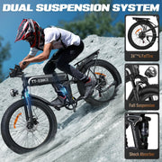 Mountain E Bike, Full Suspension Folding Ebike,