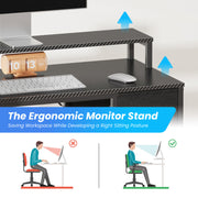 Coolbrook Gaming Desk with LED Lights, L-Shaped Desk with Power Outlets, Computer Desk with Storage, Writing Desk with Monitor Stand, Home Office Desk, L Desk